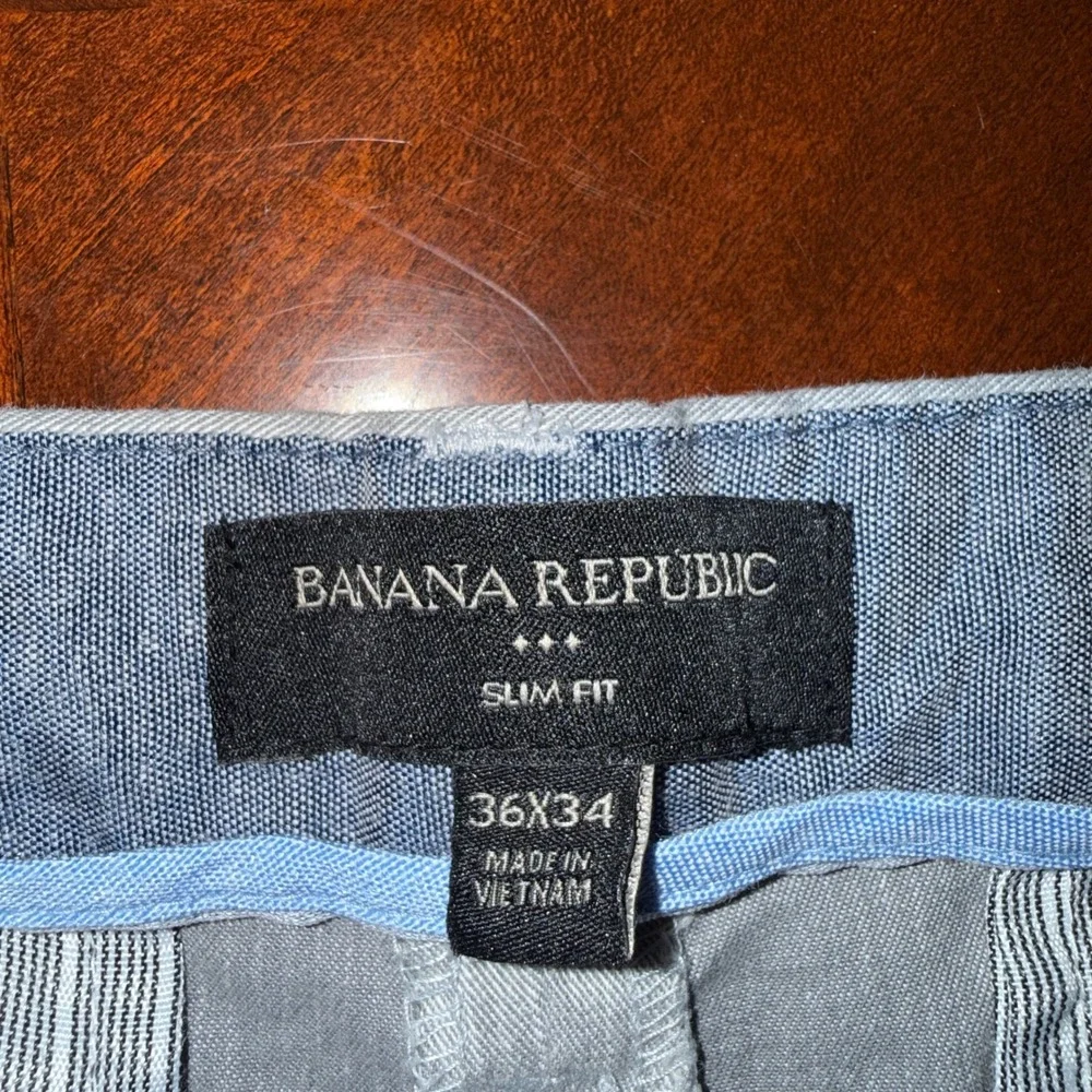 Banana Republic Slim Fit Chinos Mens 36x34 Light Tan Cotton Stretch Trousers